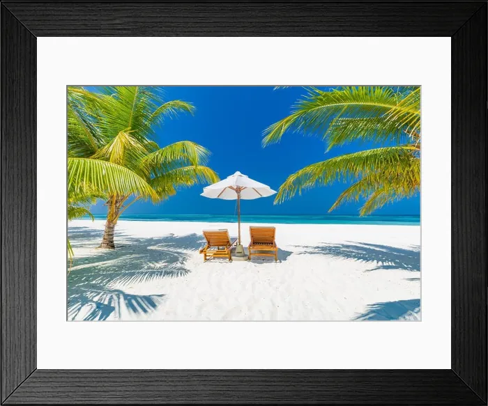 Framed Print : Beautiful beach resort, loungers. Summer holiday and vacation concept background. Inspirational tropical landscape design. Tourism and travel design Framed Print : Beautiful beach resort, loungers. Summer holiday and vacation concept background. Inspirational tropical landscape design. Tourism and travel design