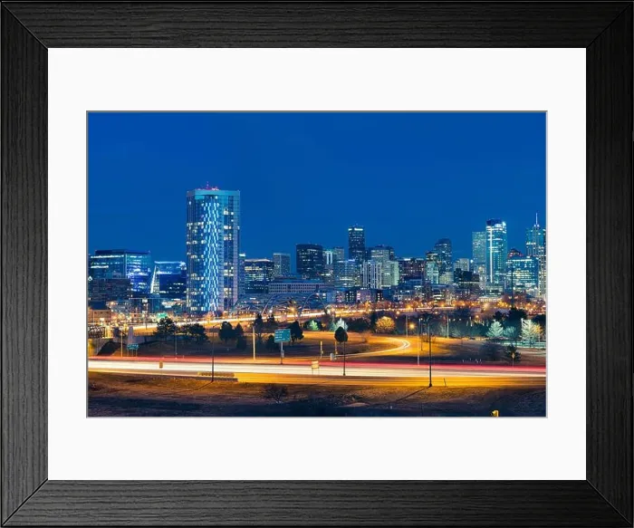 Framed Print : Denver, Colorado, USA downtown city skyline at night