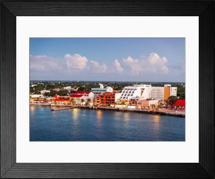 Framed Print : Cozumel, Mexico coastal town skyline at dusk Framed Print : Cozumel, Mexico coastal town skyline at dusk