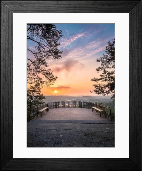 Framed Print : Scenic landscape with sunrise and viewpoint at autumn morning in Finland Framed Print : Scenic landscape with sunrise and viewpoint at autumn morning in Finland