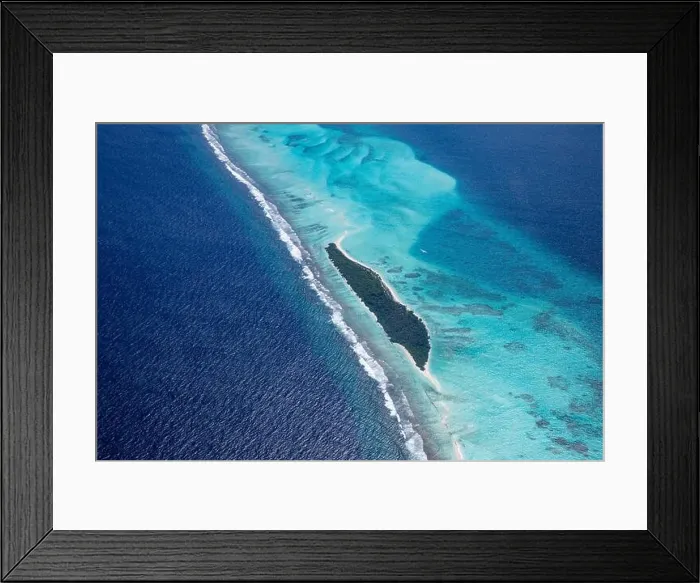 Framed Print : Beauty tropical island. Aerial view on tropical islands, drone, plane view from coral reef atoll in Maldives islands. Exotic travel nature destination Framed Print : Beauty tropical island. Aerial view on tropical islands, drone, plane view from coral reef atoll in Maldives islands. Exotic travel nature destination