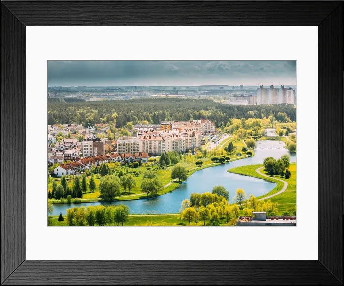 Framed Print : Minsk, Belarus. Houses In A Residential Area In Sunny Summer Day Framed Print : Minsk, Belarus. Houses In A Residential Area In Sunny Summer Day