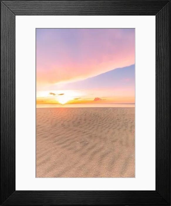 Framed Print : Beautiful sunset on the beach and sea. Tropical beach at beautiful sunset. Nature background. Exotic landscape, shore, coast, calm waves, soft sand Framed Print : Beautiful sunset on the beach and sea. Tropical beach at beautiful sunset. Nature background. Exotic landscape, shore, coast, calm waves, soft sand