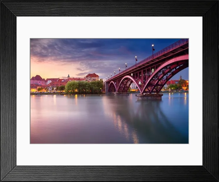 Framed Print : Maribor, Slovenia. Cityscape image of Maribor, Slovenia at beautiful summer sunset with reflection of the city in Drava River Framed Print : Maribor, Slovenia. Cityscape image of Maribor, Slovenia at beautiful summer sunset with reflection of the city in Drava River
