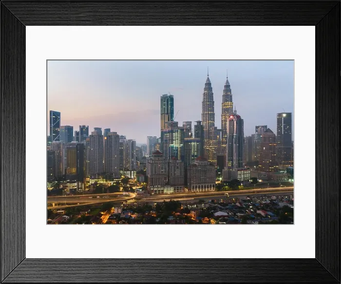 Framed Print : Kuala Lumpur skyline and skyscraper with highway road at night in Kuala Lumpur, Malaysia. Asia Framed Print : Kuala Lumpur skyline and skyscraper with highway road at night in Kuala Lumpur, Malaysia. Asia