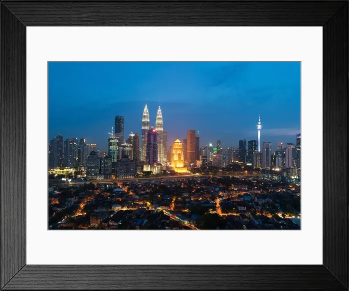 Framed Print : Kuala Lumpur skyline and skyscraper with highway road at night in Kuala Lumpur, Malaysia. Asia Framed Print : Kuala Lumpur skyline and skyscraper with highway road at night in Kuala Lumpur, Malaysia. Asia