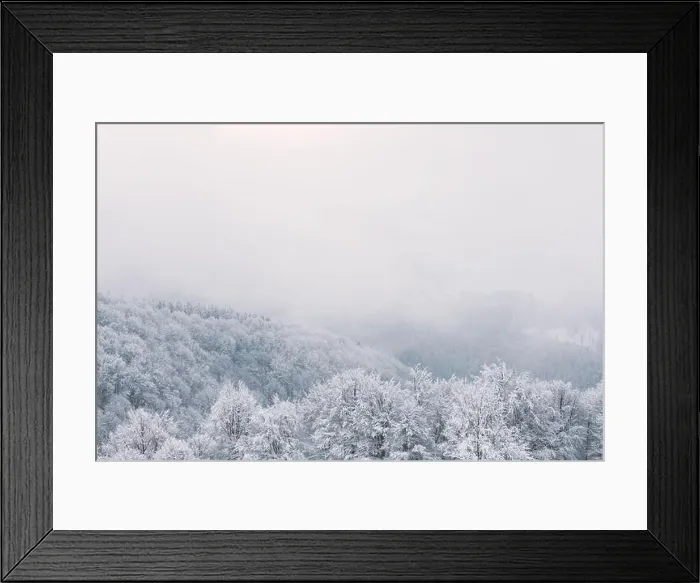 Framed Print : Minimalistic winter landscape in cloudy weather with snowy trees. Carpathian mountains, Landscape photography Framed Print : Minimalistic winter landscape in cloudy weather with snowy trees. Carpathian mountains, Landscape photography