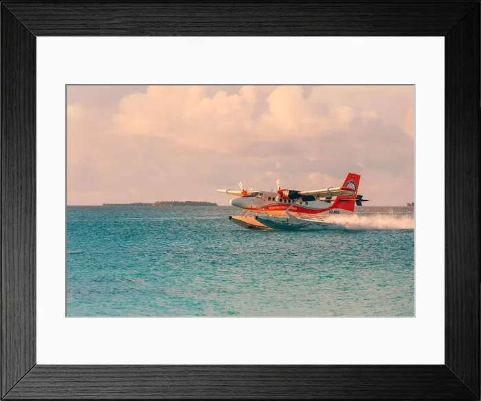 Framed Print : Ari Atoll, Maldives - 05.05.2018: Luxury summer travel destination with seaplane in Maldives islands. Exotic vacation holiday transportation, Maldives Framed Print : Ari Atoll, Maldives - 05.05.2018: Luxury summer travel destination with seaplane in Maldives islands. Exotic vacation holiday transportation, Maldives