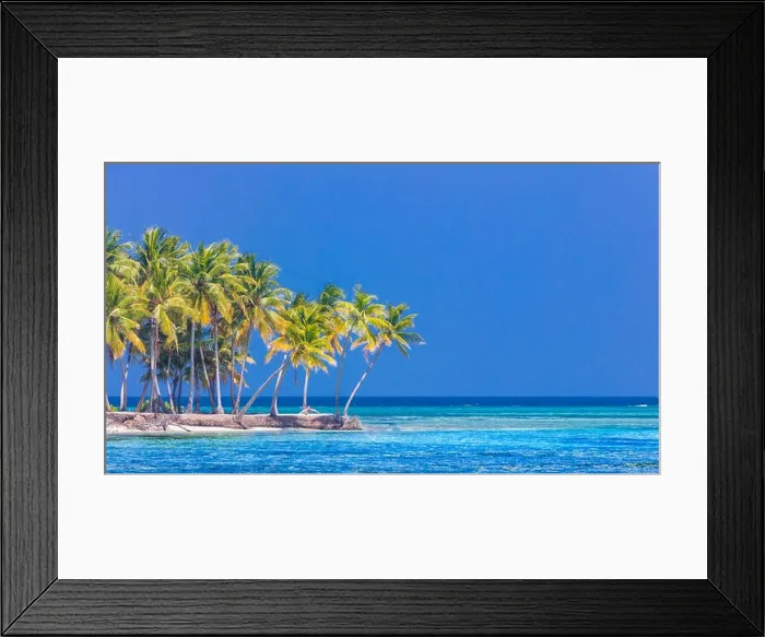 Framed Print : Amazing beach banner. Tropical landscape, palm trees, white sand and blue sky. Exotic vacation and holiday concept. Luxury travel destination concept Framed Print : Amazing beach banner. Tropical landscape, palm trees, white sand and blue sky. Exotic vacation and holiday concept. Luxury travel destination concept