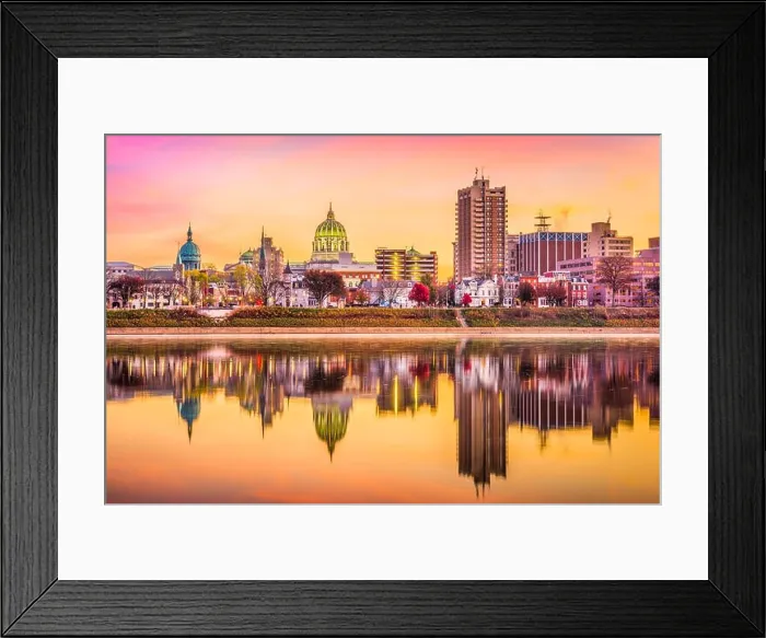 Framed Print : Harrisburg, Pennsylvania, USA skyline on the Susquehanna River at dusk Framed Print : Harrisburg, Pennsylvania, USA skyline on the Susquehanna River at dusk