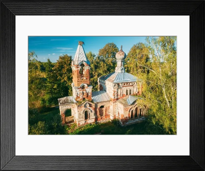 Framed Print : Martinovo, Beshenkovichsky District, Vitebsk Region, Belarus. Bird's-eye View Of Church Of The Intercession Of The Most Holy Theotokos. Aerial View Of Framed Print : Martinovo, Beshenkovichsky District, Vitebsk Region, Belarus. Bird's-eye View Of Church Of The Intercession Of The Most Holy Theotokos. Aerial View Of