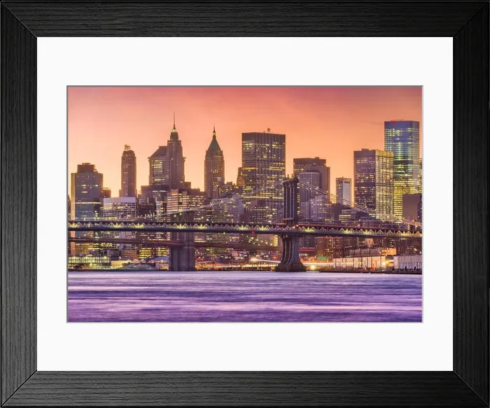 Framed Print : New York, New York, USA lower Manhattan Financial District skyline at dusk on the East River Framed Print : New York, New York, USA lower Manhattan Financial District skyline at dusk on the East River