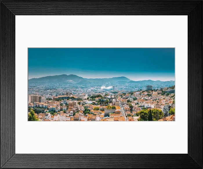Framed Print : Urban panorama, aerial view, cityscape of Marseille, France. Sunny summer day with bright blue sky. Cityscape of Marseille, France. Urban background Framed Print : Urban panorama, aerial view, cityscape of Marseille, France. Sunny summer day with bright blue sky. Cityscape of Marseille, France. Urban background