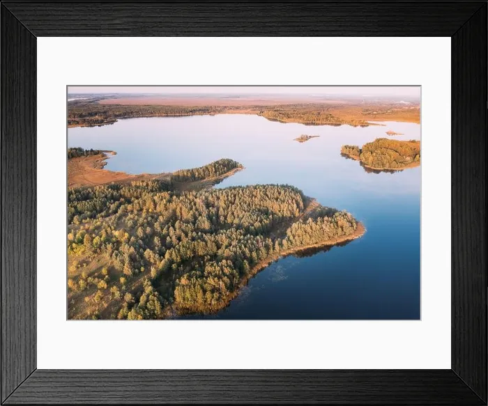 Framed Print : Braslaw District, Vitebsk Voblast, Belarus. Aerial View Of Ikazn Lake, Green Forest Landscape. Top View Of Beautiful European Nature From High Framed Print : Braslaw District, Vitebsk Voblast, Belarus. Aerial View Of Ikazn Lake, Green Forest Landscape. Top View Of Beautiful European Nature From High
