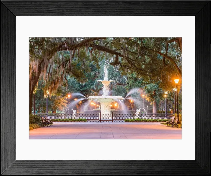 Framed Print : Forsyth Park, Savannah, Georgia, USA fountain at dawn Framed Print : Forsyth Park, Savannah, Georgia, USA fountain at dawn
