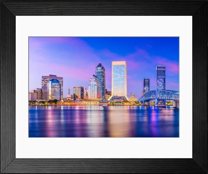 Framed Print : Jacksonville, Florida, USA skyline on the river at twilight Framed Print : Jacksonville, Florida, USA skyline on the river at twilight