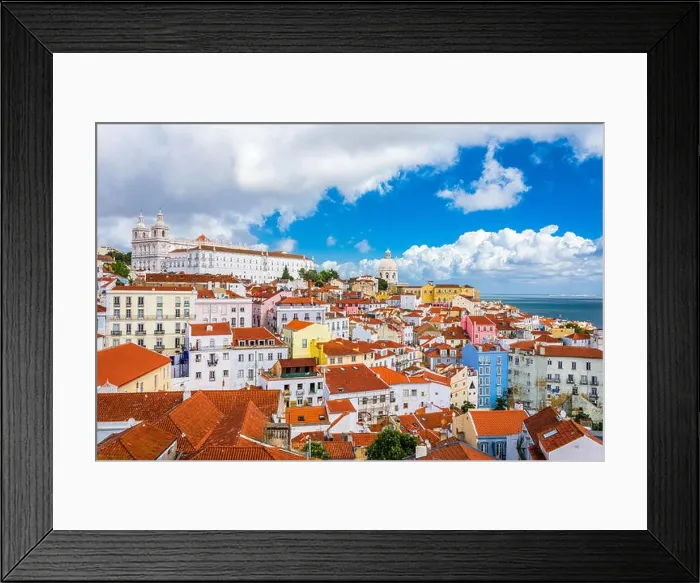 Framed Print : Lisbon, Portugal city skyline over the Alfama district Framed Print : Lisbon, Portugal city skyline over the Alfama district