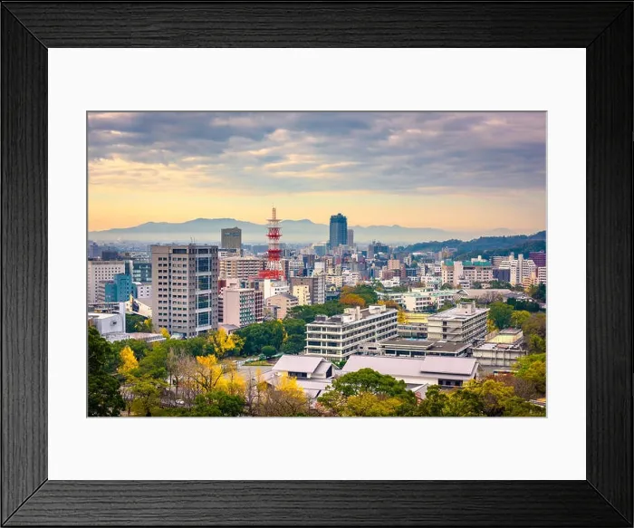 Framed Print : Kumamoto City, Japan downtown skyline from above Framed Print : Kumamoto City, Japan downtown skyline from above