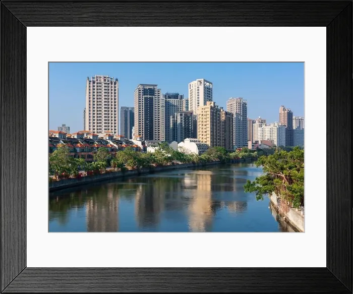 Framed Print : Kaohsiung, Taiwan residential high rises cityscape on Love River Framed Print : Kaohsiung, Taiwan residential high rises cityscape on Love River