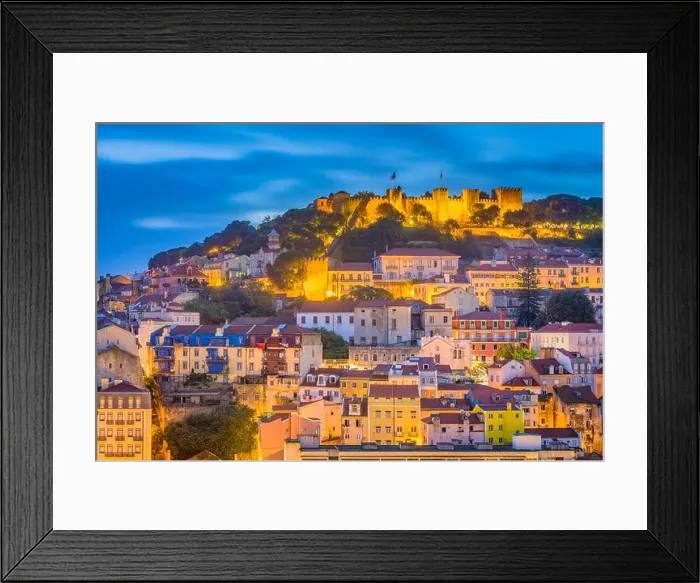 Framed Print : Lisbon, Portugal City Skyline with Sao Jorge Castle and Tagus River Framed Print : Lisbon, Portugal City Skyline with Sao Jorge Castle and Tagus River