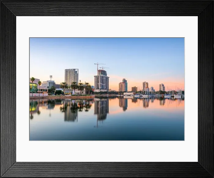 Framed Print : St. Petersburg, Florida, USA downtown city skyline at twilight on the bay Framed Print : St. Petersburg, Florida, USA downtown city skyline at twilight on the bay
