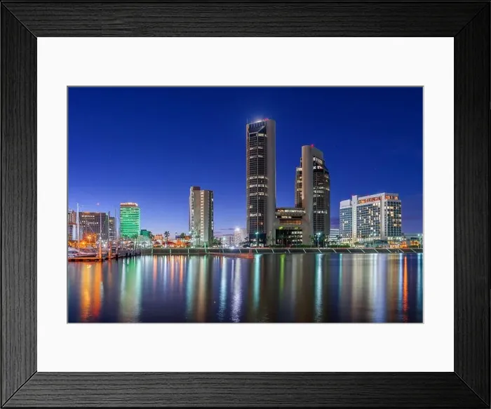 Framed Print : Corpus Christi, Texas, USA downtown skyline on the water at twilight Framed Print : Corpus Christi, Texas, USA downtown skyline on the water at twilight