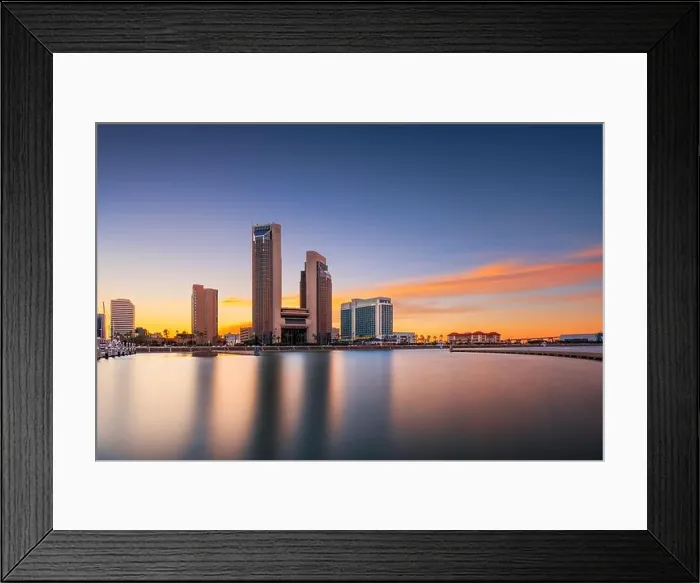Framed Print : Corpus Christi, Texas, USA downtown skyline on the water at twilight Framed Print : Corpus Christi, Texas, USA downtown skyline on the water at twilight