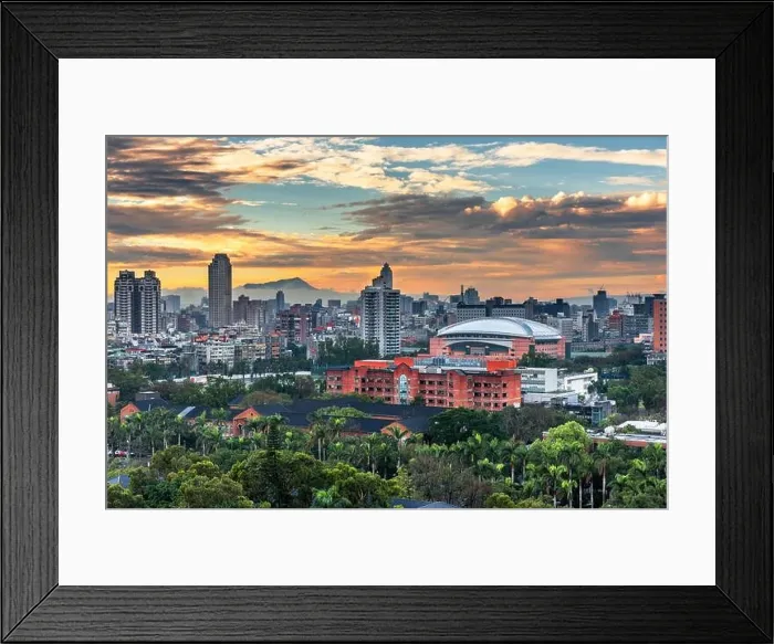 Framed Print : Taipei, Taiwan urban cityscape at dusk from the Da'an District