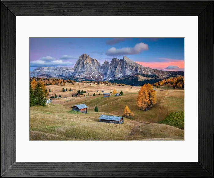 Framed Print : Dolomites. Landscape image of Seiser Alm a Dolomite plateau and the largest high-altitude Alpine meadow in Europe Framed Print : Dolomites. Landscape image of Seiser Alm a Dolomite plateau and the largest high-altitude Alpine meadow in Europe