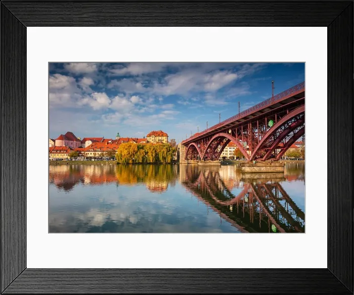 Framed Print : Maribor, Slovenia. Cityscape image of Maribor, Slovenia during autumn day with reflection of the city in Drava River Framed Print : Maribor, Slovenia. Cityscape image of Maribor, Slovenia during autumn day with reflection of the city in Drava River