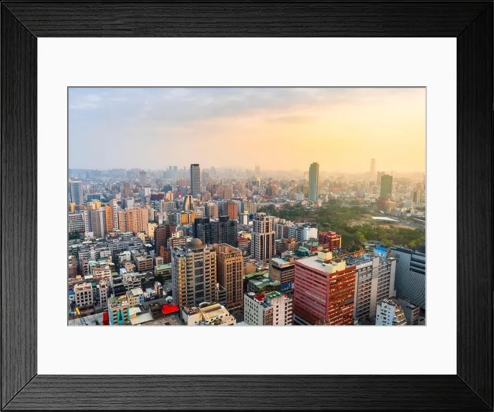 Framed Print : Kaohsiung, Taiwan cityscape from above at dusk Framed Print : Kaohsiung, Taiwan cityscape from above at dusk