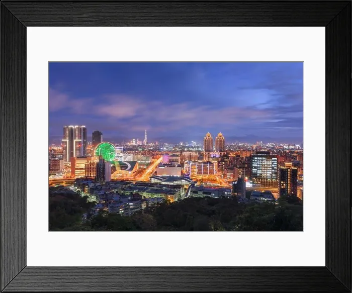 Framed Print : Taipei, Taiwan city skyline in the Xinyi District at twilight