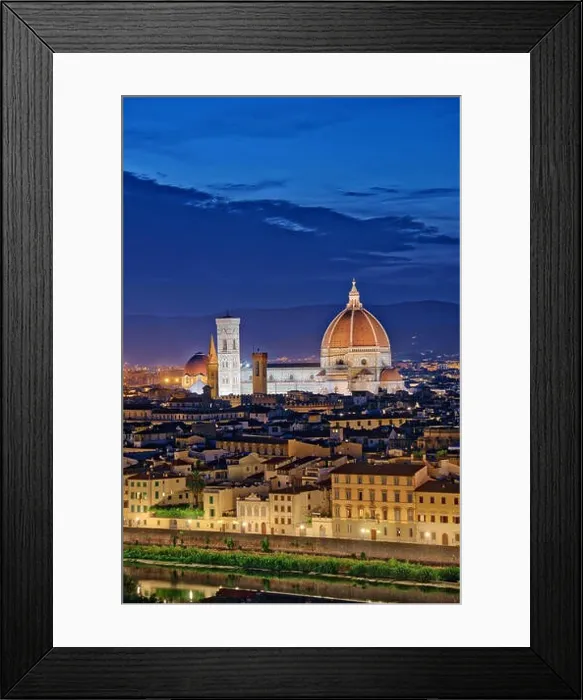 Framed Print : Florence Tuscany - Night scenery with Duomo Santa Maria del Fiori Renaissance architecture in Italy Framed Print : Florence Tuscany - Night scenery with Duomo Santa Maria del Fiori Renaissance architecture in Italy
