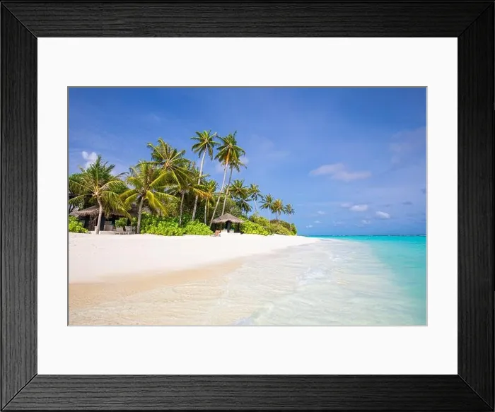 Framed Print : Tropical nature, exotics beach landscape. Paradise island, coast. Calm ocean water under soft blue sky. Tranquil nature Framed Print : Tropical nature, exotics beach landscape. Paradise island, coast. Calm ocean water under soft blue sky. Tranquil nature