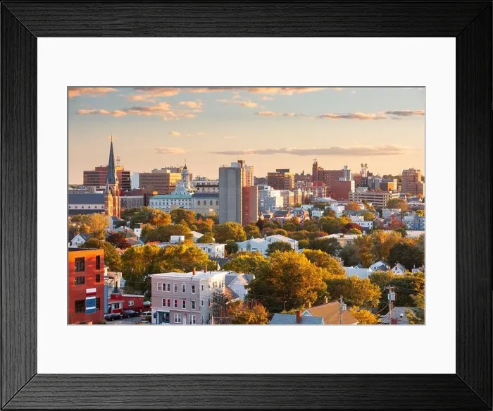 Framed Print : Portland, Maine, USA downtown city skyline at dusk Framed Print : Portland, Maine, USA downtown city skyline at dusk