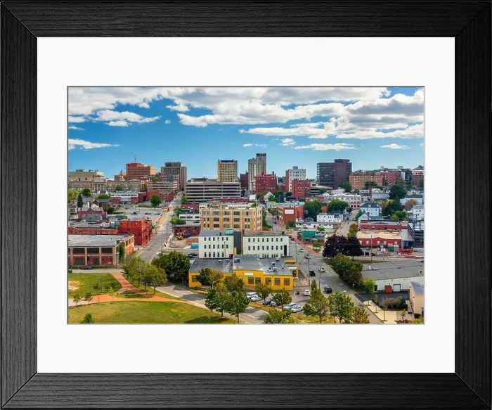 Framed Print : Portland, Maine, USA downtown cityscape in the afternoon Framed Print : Portland, Maine, USA downtown cityscape in the afternoon