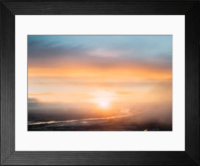 Framed Print : Top View Of Sunset Sunrise Over Earth. Aerial View From High Altitude Flight Of Aircraft On Sunny Sunset Sunrise In Winter. Sunny Dawn Sky Framed Print : Top View Of Sunset Sunrise Over Earth. Aerial View From High Altitude Flight Of Aircraft On Sunny Sunset Sunrise In Winter. Sunny Dawn Sky
