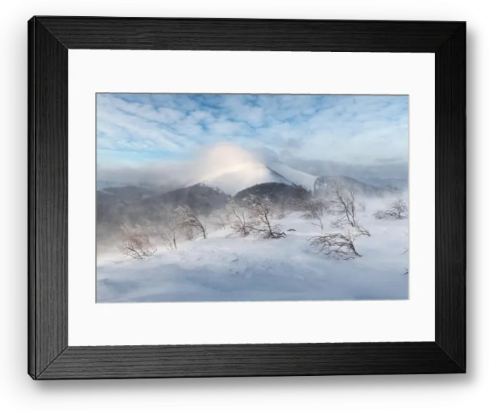 Framed Print : Fantastic winter landscape with snowy trees and snowy peaks during snowstorm. Carpathian mountains, Ukraine. Christmas holiday background Framed Print : Fantastic winter landscape with snowy trees and snowy peaks during snowstorm. Carpathian mountains, Ukraine. Christmas holiday background