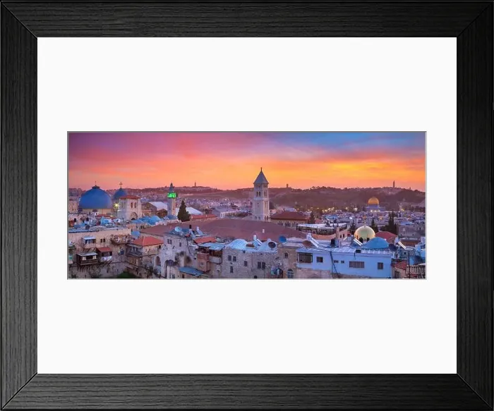 Framed Print : Jerusalem. Panoramic cityscape image of old town of Jerusalem, Israel at sunrise Framed Print : Jerusalem. Panoramic cityscape image of old town of Jerusalem, Israel at sunrise