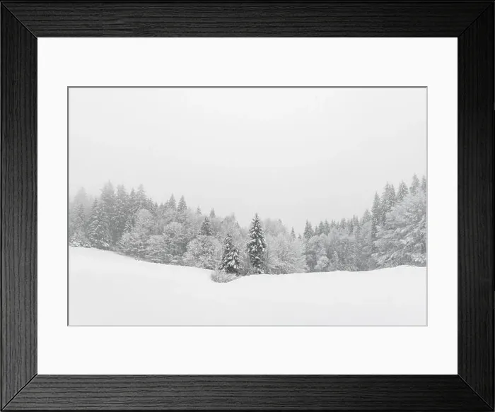 Framed Print : Minimalistic winter landscape in cloudy weather with snowy trees. Carpathian mountains, Landscape photography Framed Print : Minimalistic winter landscape in cloudy weather with snowy trees. Carpathian mountains, Landscape photography