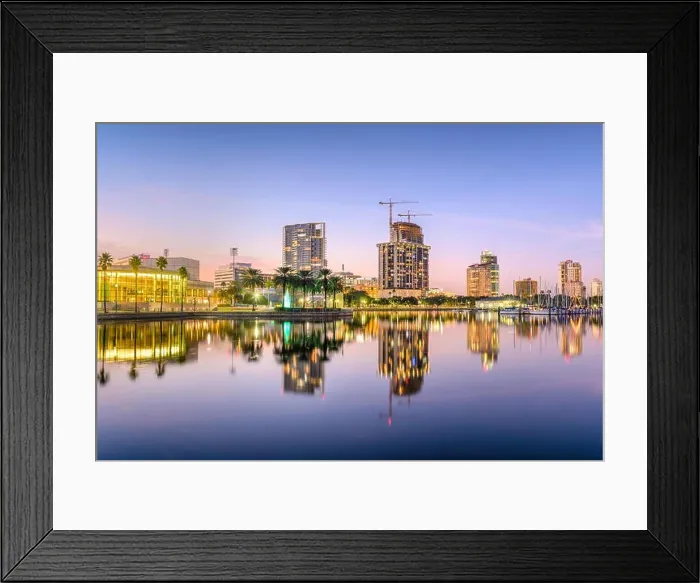 Framed Print : St. Petersburg, Florida, USA downtown city skyline at twilight on the bay Framed Print : St. Petersburg, Florida, USA downtown city skyline at twilight on the bay