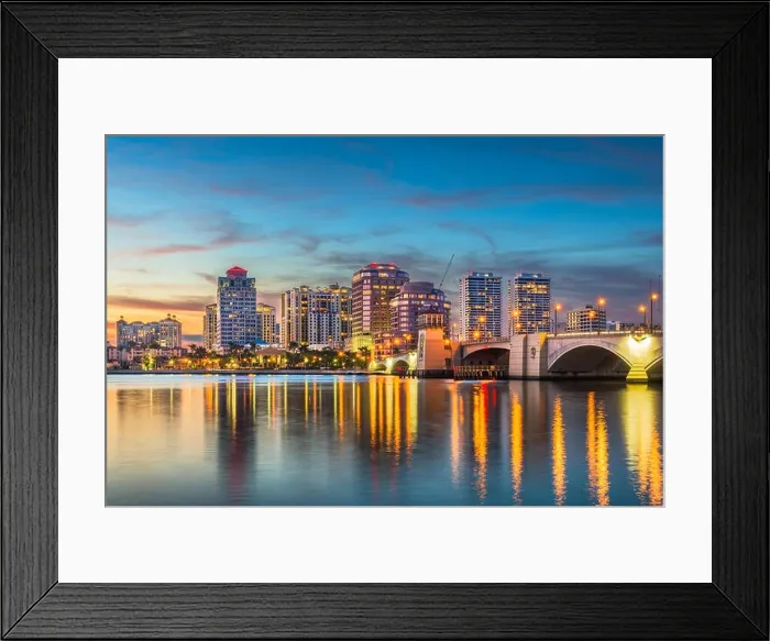 Framed Print : West Palm Beach, Florida, USA skyline on the Intracoastal Waterway at twilight Framed Print : West Palm Beach, Florida, USA skyline on the Intracoastal Waterway at twilight