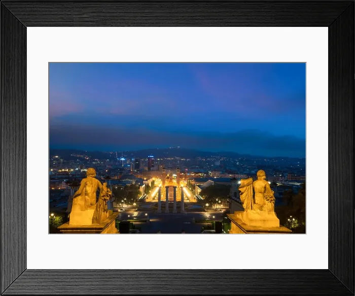 Framed Print : View of Barcelona, Spain. Plaza de Espana at evening with twilight sky in Barcelona, Spain Framed Print : View of Barcelona, Spain. Plaza de Espana at evening with twilight sky in Barcelona, Spain