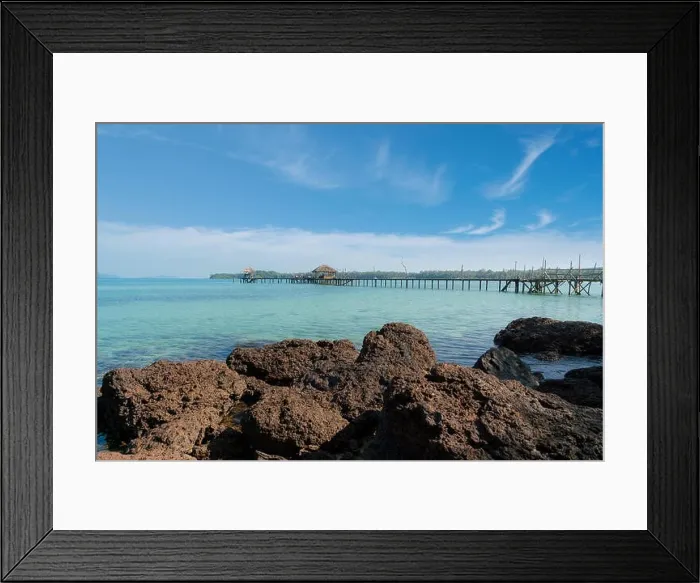 Framed Print : Wooden pier with tropical hut at resort in Phuket, Thailand. Summer, Travel, Vacation and Holiday concept Framed Print : Wooden pier with tropical hut at resort in Phuket, Thailand. Summer, Travel, Vacation and Holiday concept