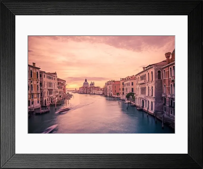 Framed Print : Amazing summer travel landscape. Stunning sunrise sunset over Grand Canal and Basilica Santa Maria della Salute in Venice, Italy. Relaxing colors Framed Print : Amazing summer travel landscape. Stunning sunrise sunset over Grand Canal and Basilica Santa Maria della Salute in Venice, Italy. Relaxing colors