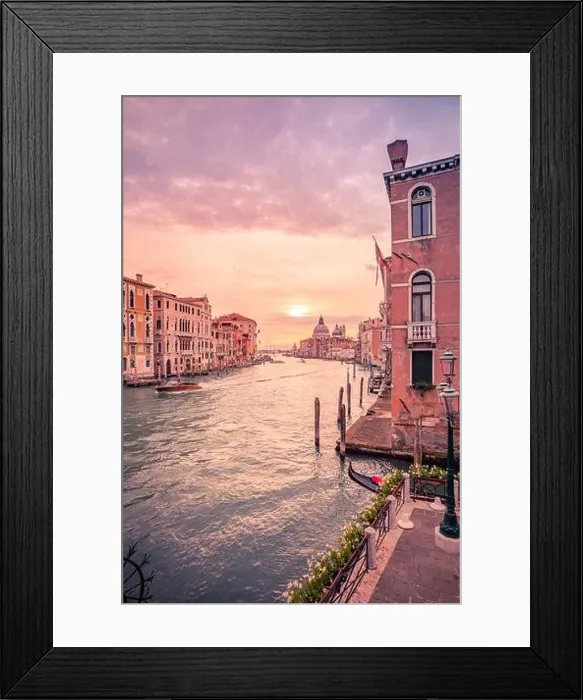 Framed Print : Amazing summer travel landscape. Stunning sunrise sunset over Grand Canal and Basilica Santa Maria della Salute in Venice, Italy. Relaxing colors Framed Print : Amazing summer travel landscape. Stunning sunrise sunset over Grand Canal and Basilica Santa Maria della Salute in Venice, Italy. Relaxing colors