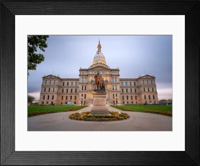 Framed Print : Lansing, Michigan, USA at the Michigan State Capitol during the evening Framed Print : Lansing, Michigan, USA at the Michigan State Capitol during the evening
