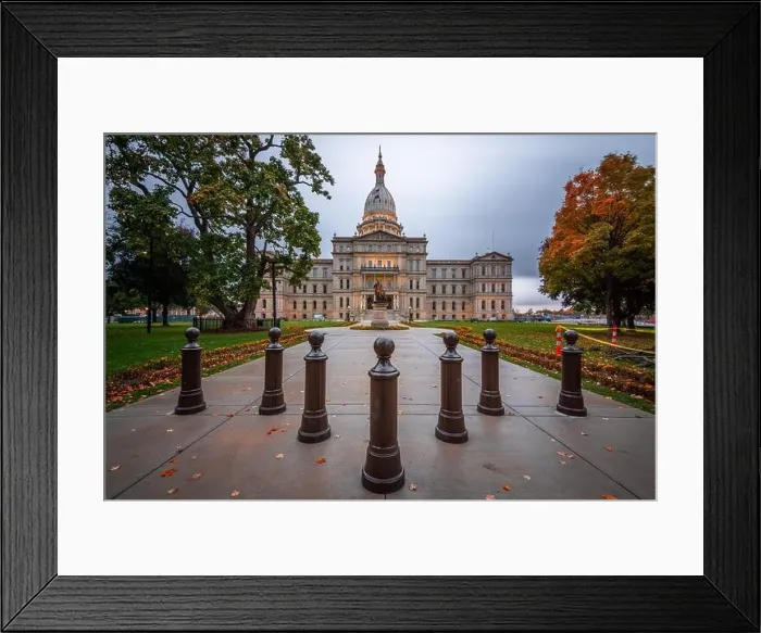 Framed Print : Lansing, Michigan, USA at the Michigan State Capitol during the evening Framed Print : Lansing, Michigan, USA at the Michigan State Capitol during the evening