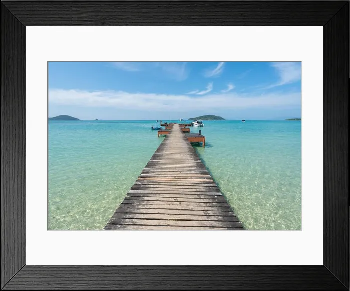 Framed Print : Wooden pier in Phuket, Thailand. Summer, Travel, Vacation and Holiday concept Framed Print : Wooden pier in Phuket, Thailand. Summer, Travel, Vacation and Holiday concept