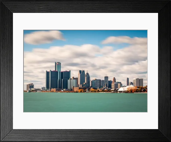 Framed Print : Detroit, Michigan, USA downtown city skyline on the Detroit River Framed Print : Detroit, Michigan, USA downtown city skyline on the Detroit River